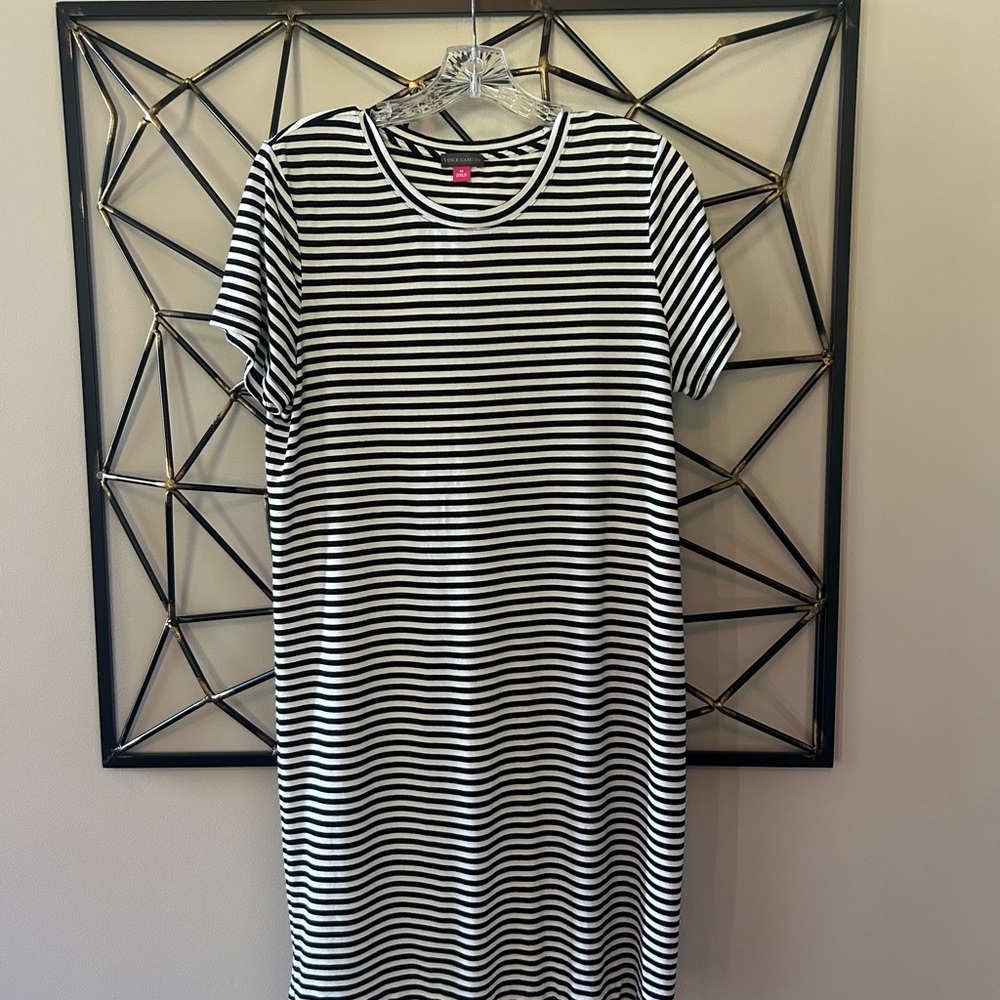 Vince Camuto Black and White Striped Dress.